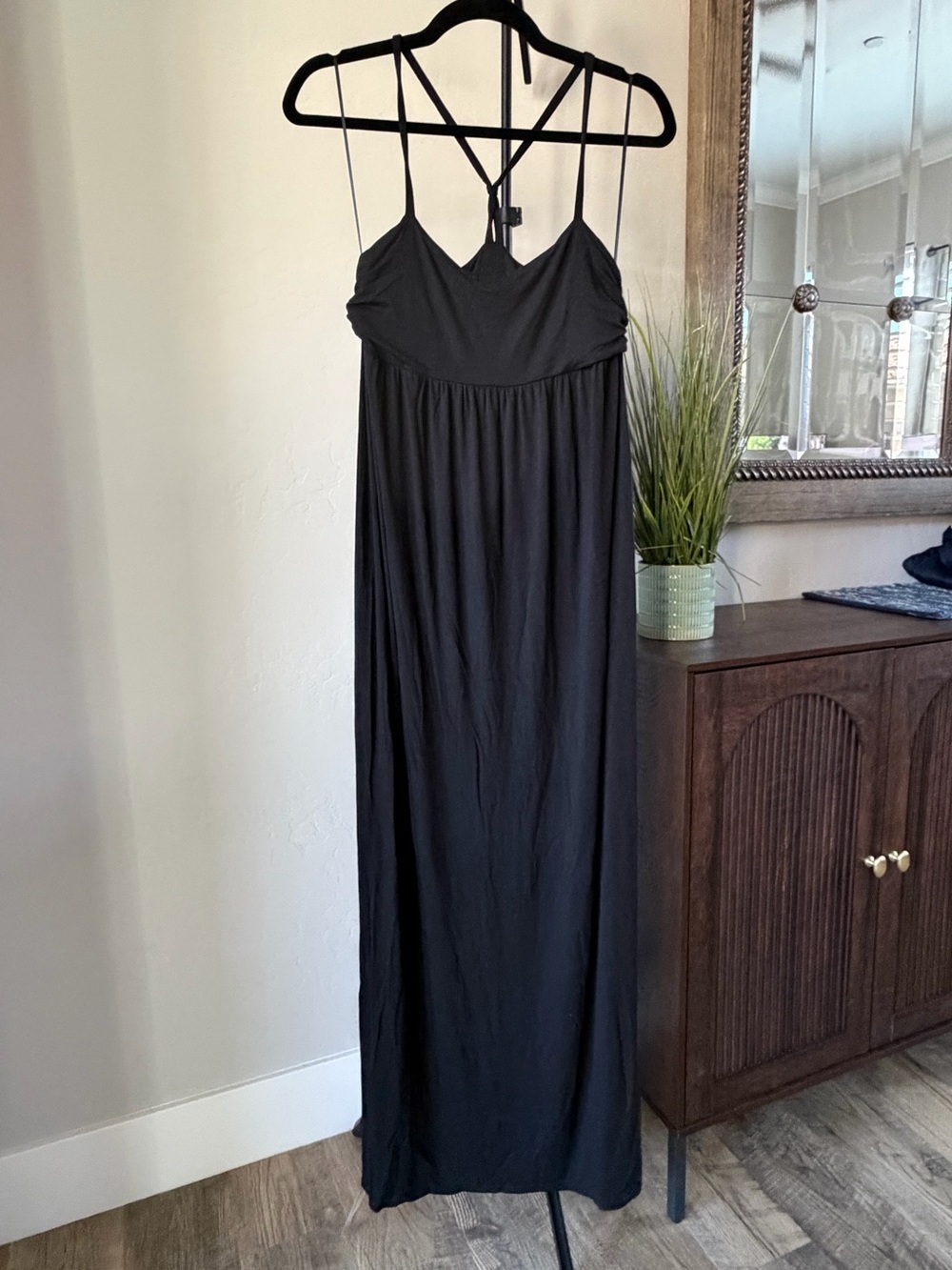 Chaser Y2K Babydoll Maxi Dress NWT Strappy Back Side Slit Soft Knit Medium